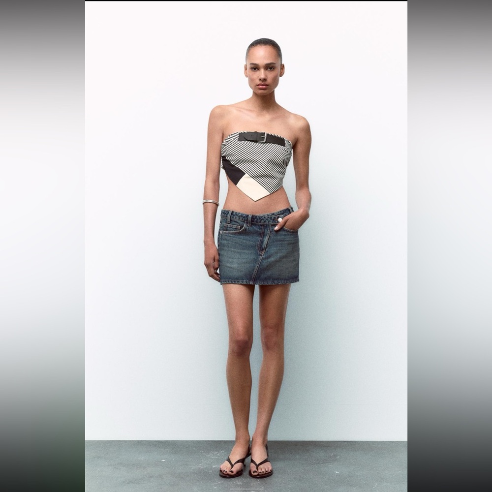 STRIPED BELT POPLIN TOP - Picture 4 of 12